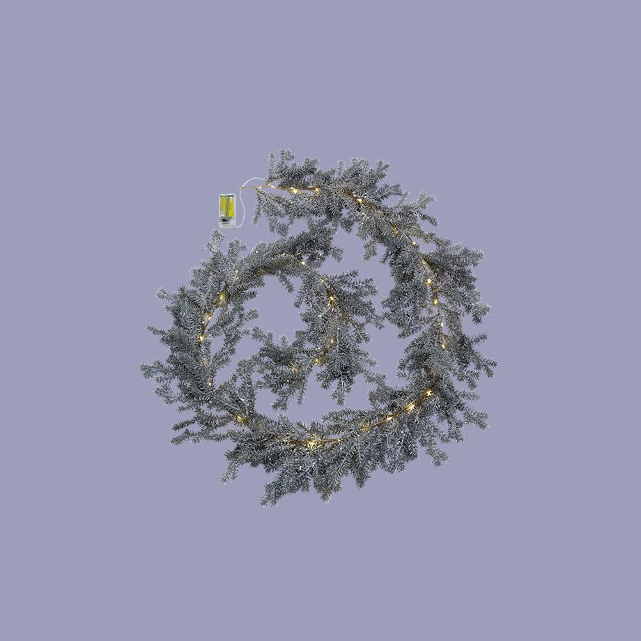 Silver Christmas garland.