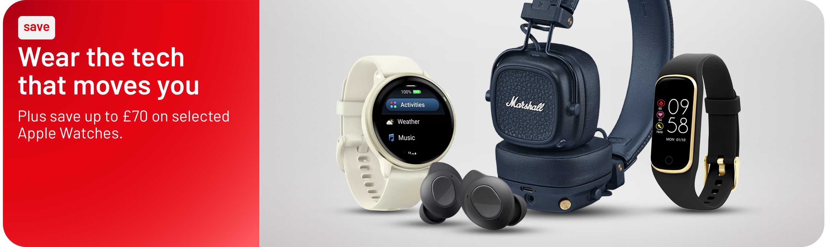Wear the tech that moves you. Plus save up to £70 on selected Apple Watches.