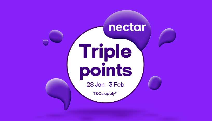 Nectar. Triple points. 28 Jan – 3 Feb. T&Cs apply*.