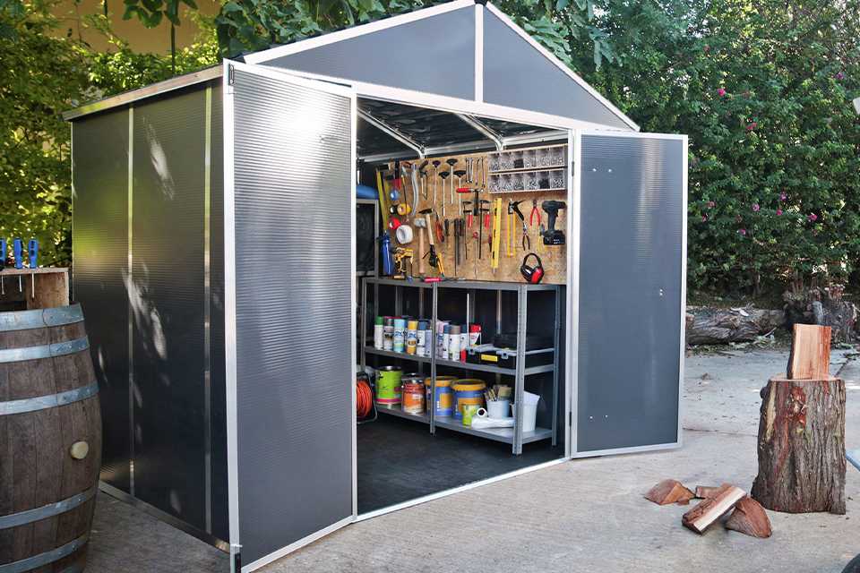 Palram Canopia Rubicon Plastic Grey Garden Shed - 8 x 8ft.