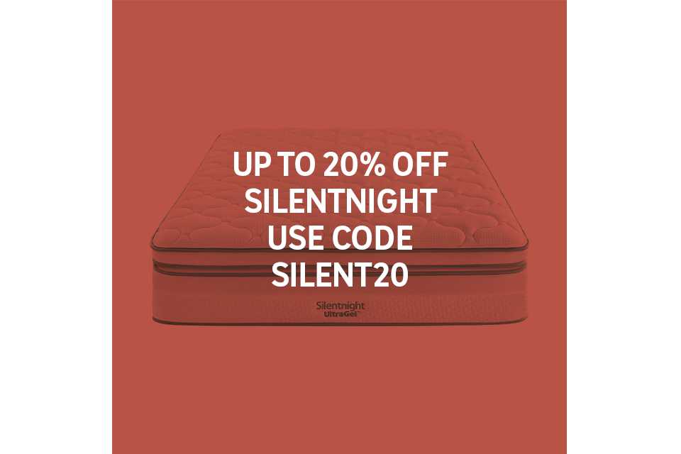 Up to 20% off Silentnight. Use code SILENT20.