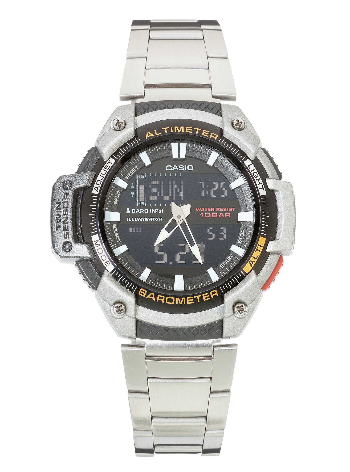 casio men's twin sensor watch blue accents