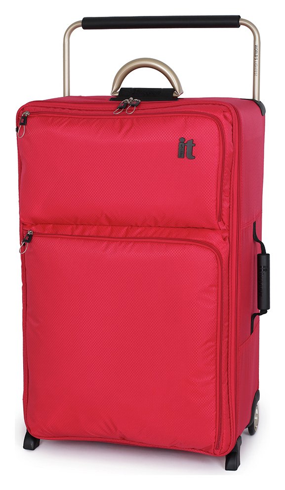 'It Worlds Lightest - Large Wheel Suitcase & Travel Liquid Bag - Red