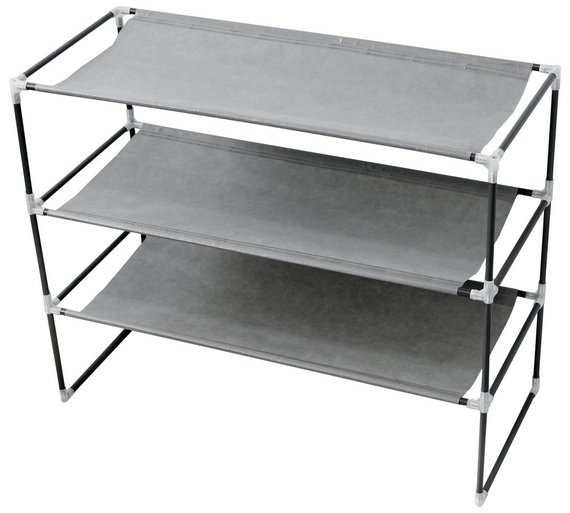 Buy HOME 3 Shelf Stackable Fabric Shoe Storage Rack Grey at Argos.co