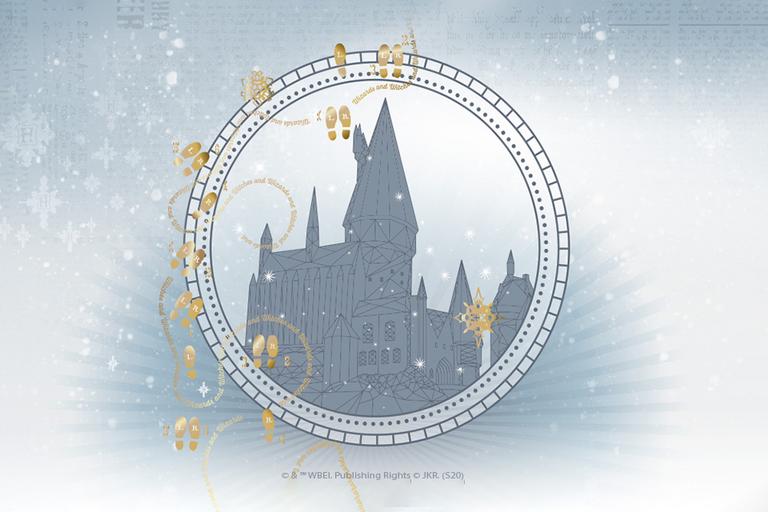 An image of Hedwig the owl flying with Hogwarts in the background.