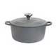 Grey cast iron casserole dish.