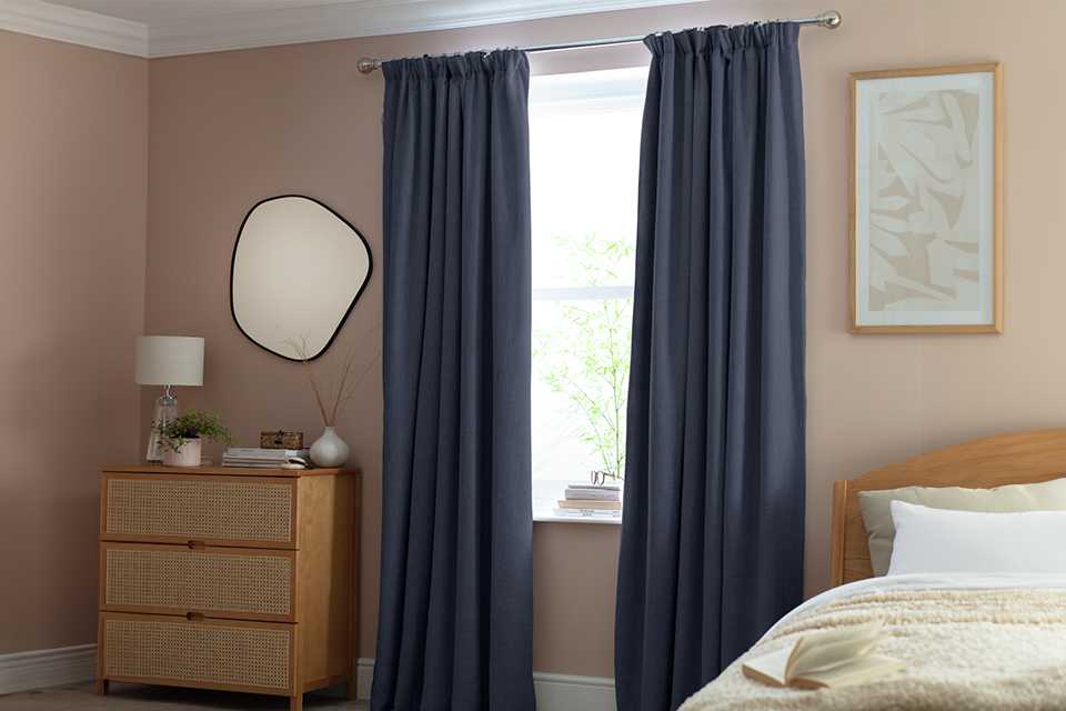 Habitat Linen Look Blackout Pencil Pleat Curtains.
