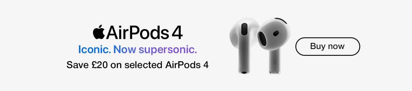 Apple AirPods 4. Iconic. Now supersonic. Save £20 on selected AirPods 4th Gen.