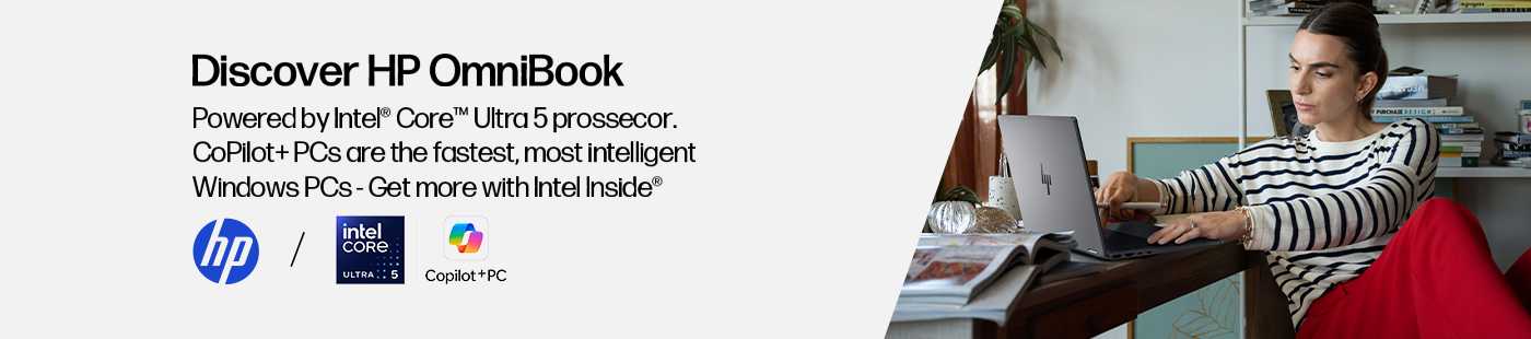 HP / Intel. Copilot+ PC. Discover HP OmniBook. Powered by Intel® Core™ Ultra 5 processor. CoPilot+ PCs are the fastest, most intelligent. Windows PCs- Get more with Intel Inside®.