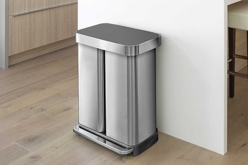Simplehuman 58 Litre Recycling Pedal Bin - Steel.
