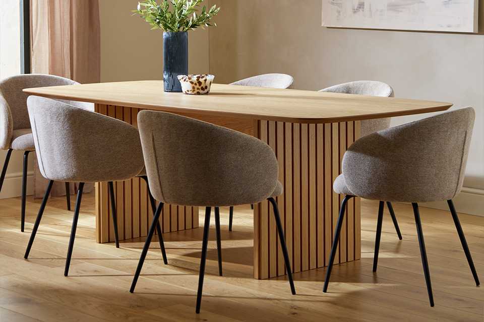 Habitat Crishel Oak Dining Table And 6 Natural Chairs.