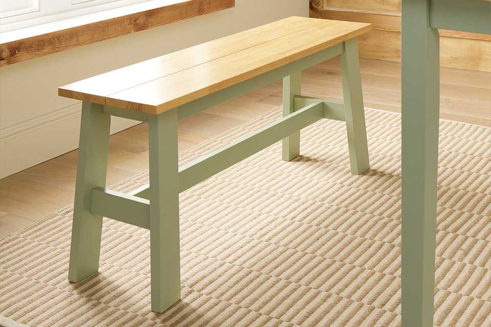 Argos Chicago Solid Wood Dining Bench - Sage Green.