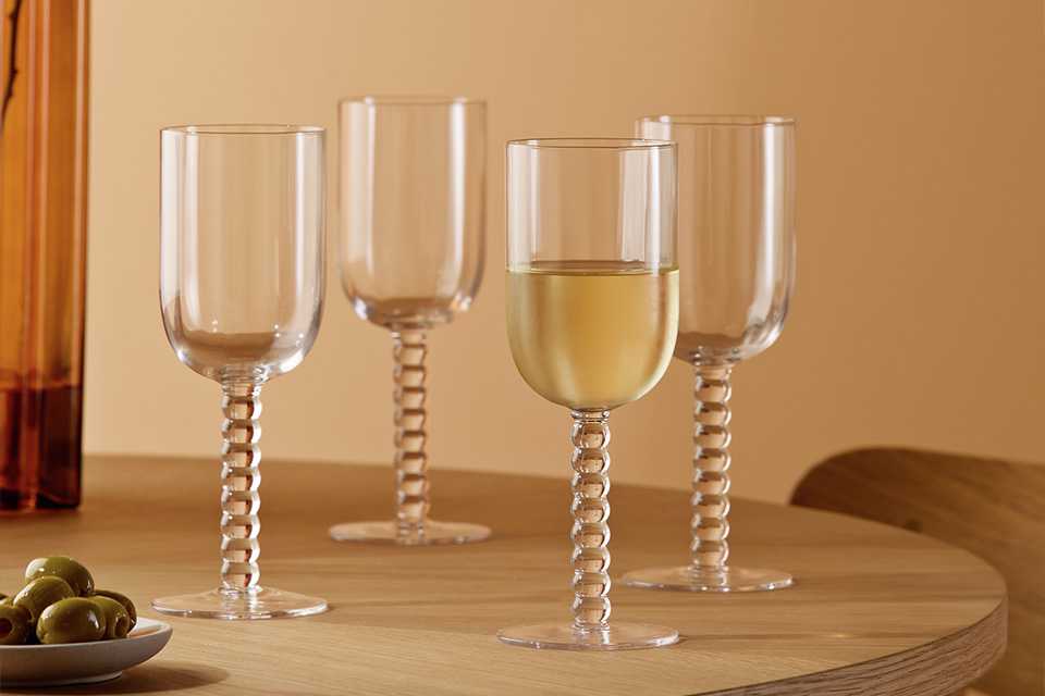 Habitat Bobbin Set of 4 clear wine glasses.