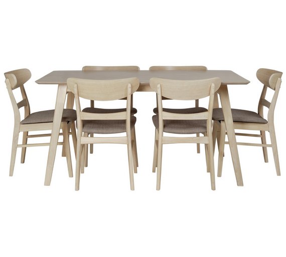 Buy Heart of House Afina Dining Table and 6 Chairs Oak Veneer at