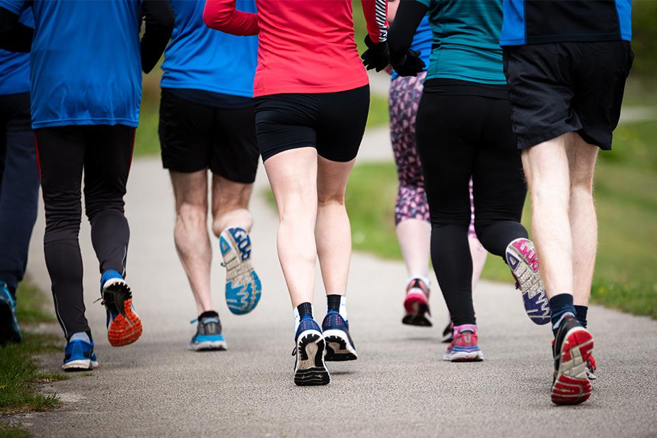 A group of people running together in a club