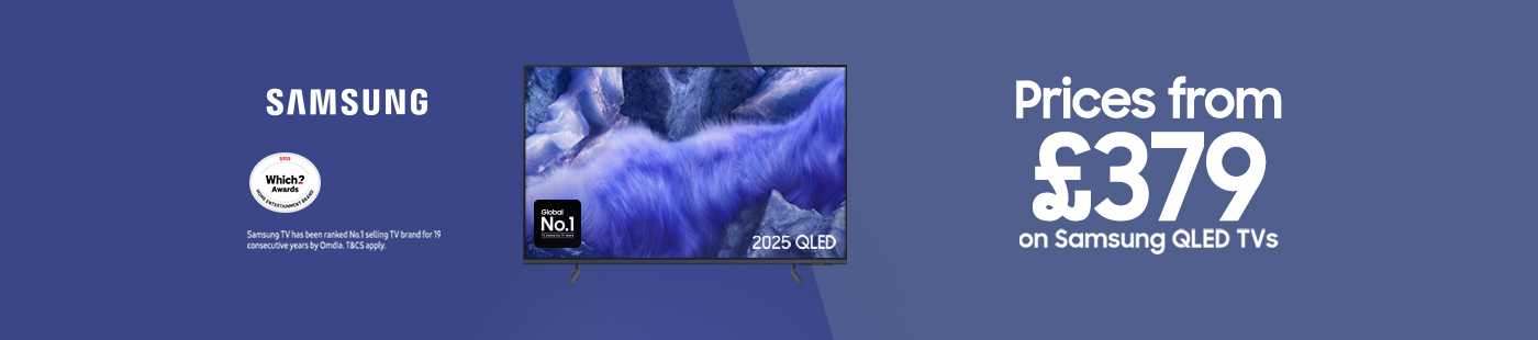 Samsung. Price from £379 on Samsung QLED TVS.