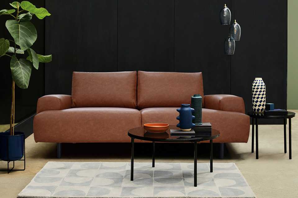 Habitat Julien faux leather 2 seater sofa.