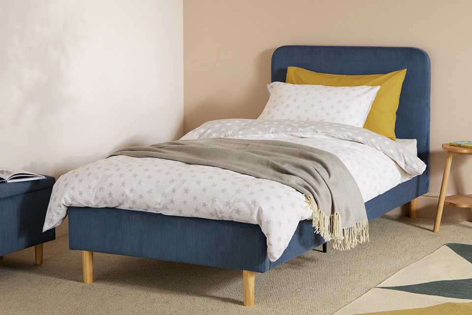 Habitat Arden Single Fabric Bed Frame - Blue.