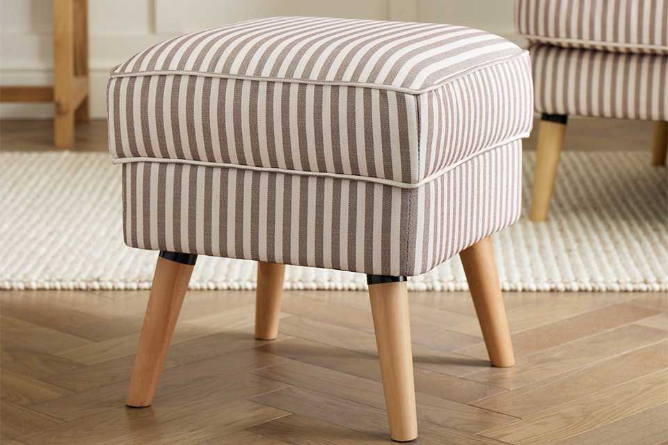 Habitat Callie Fabric Footstool - Natural Stripe.