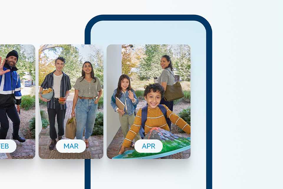 Phone screen showing Ring security camera footage history.