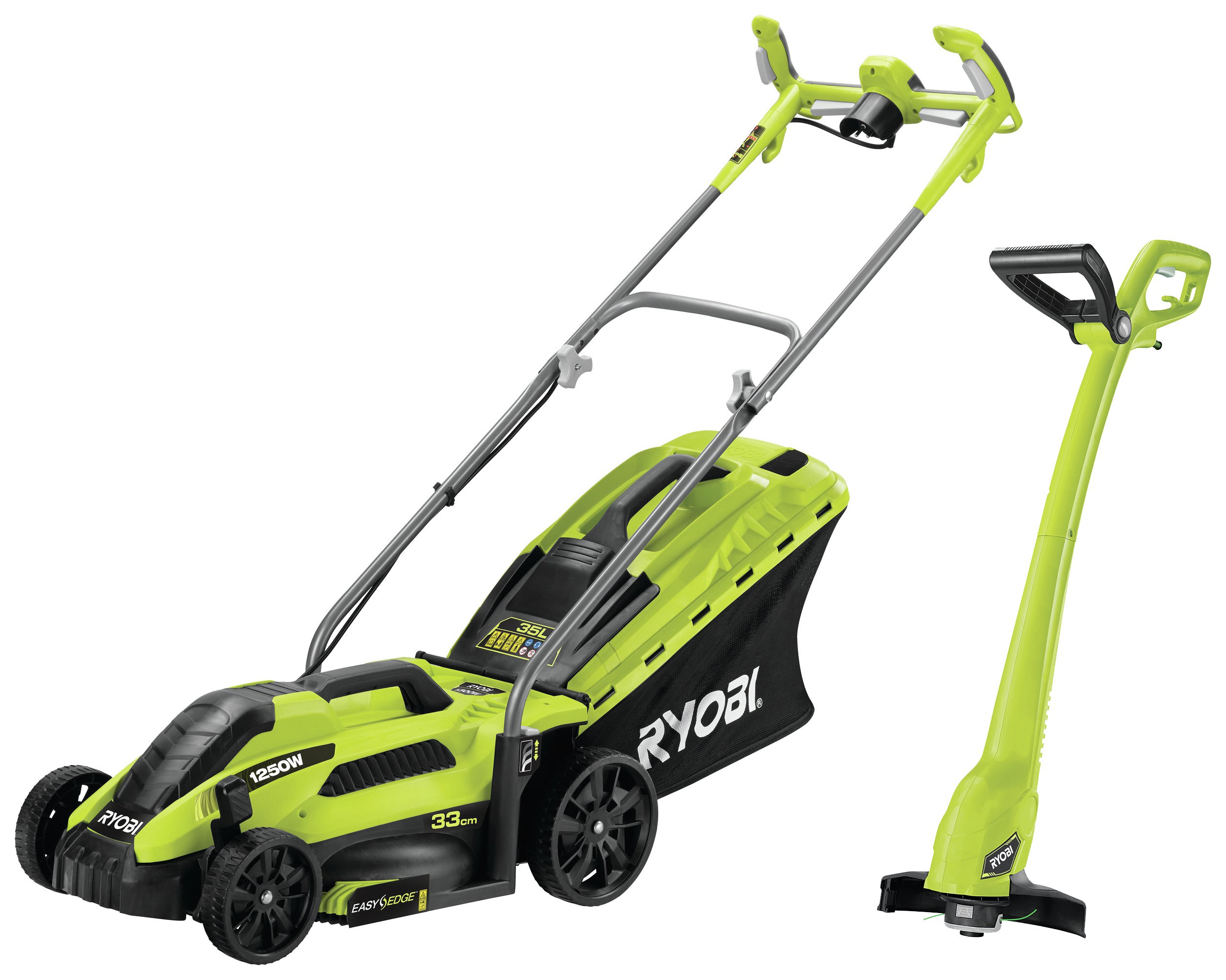 Ryobi Corded Rotary Lawnmower 1250W & Grass Trimmer 300W