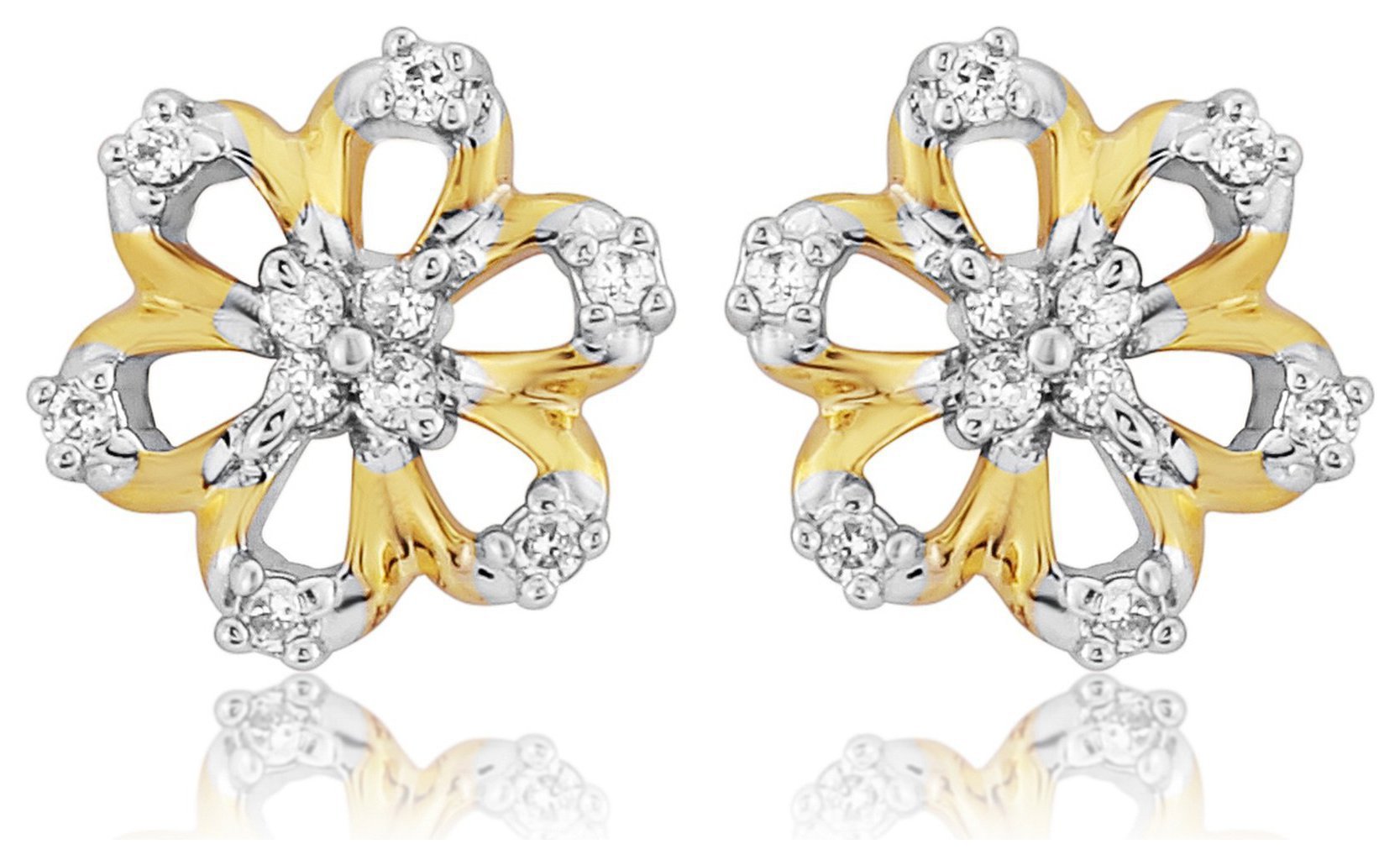 9 Carat Gold - Plated Sterling Silver - CZ Flower - Stud Earrings. Review