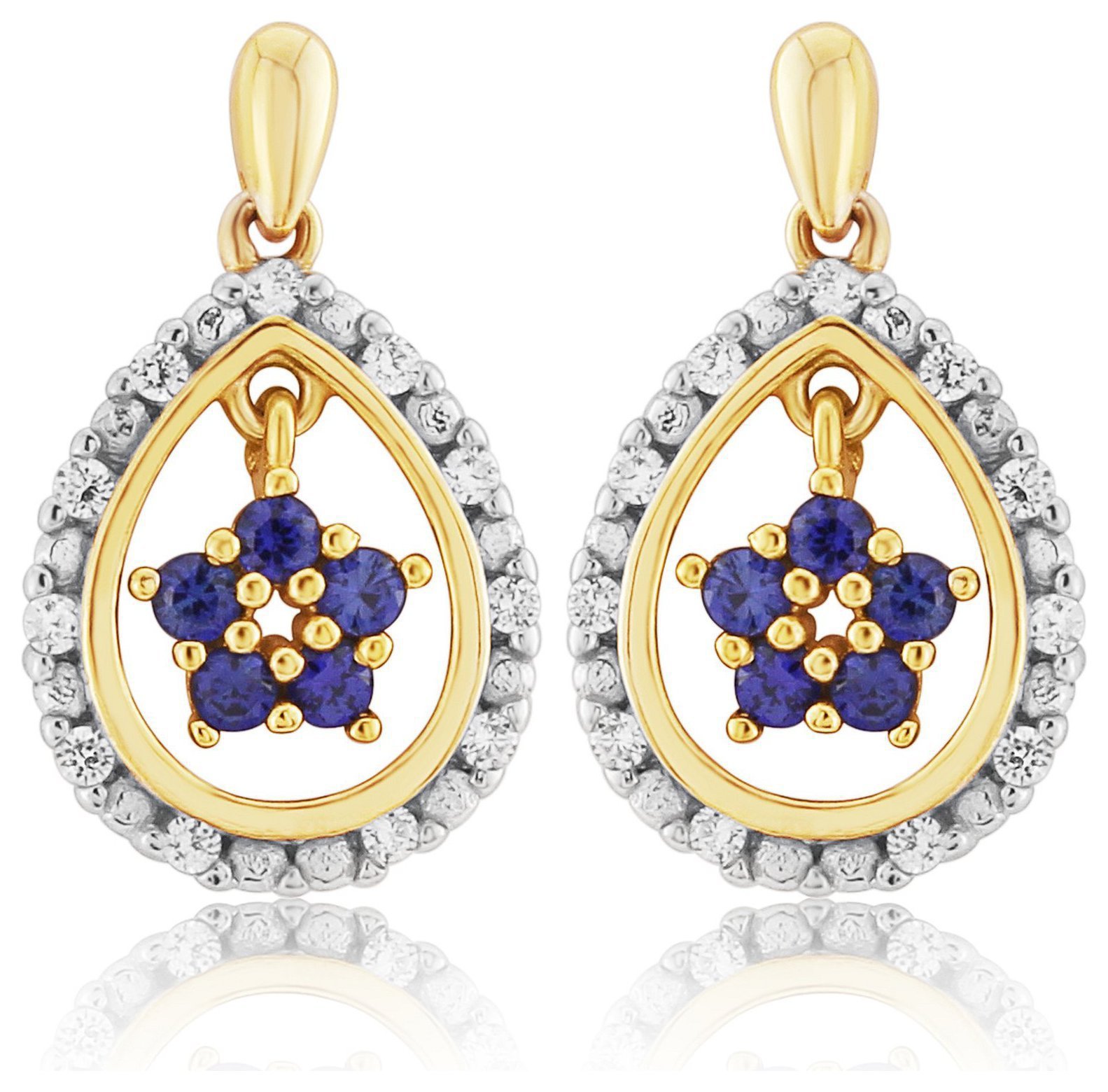 9 Carat Gold - Plated Sterling Silver - Created Sapphire/CZ Earrings Review