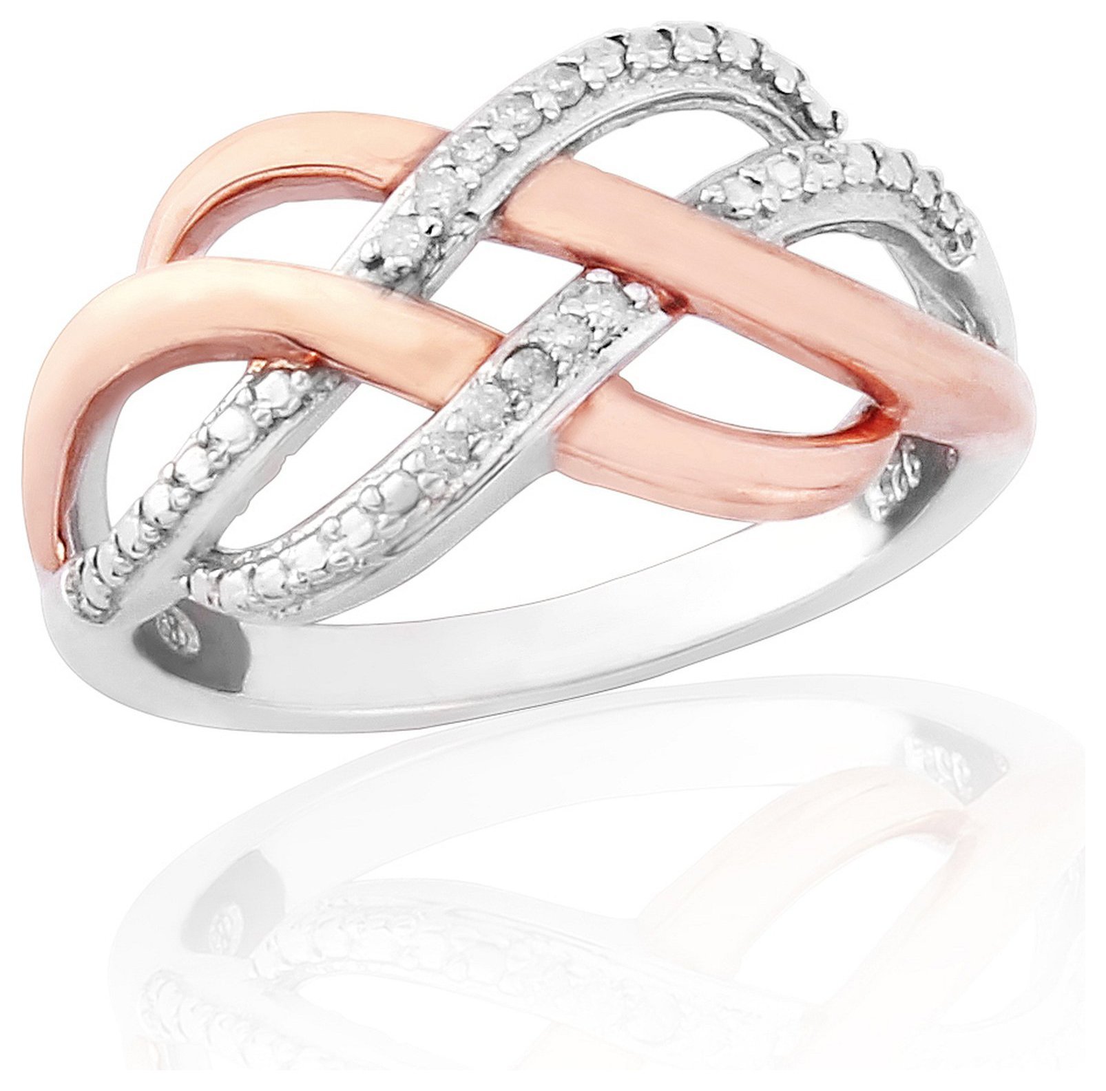 9 Carat Rose Gold Plated Sterling Silver - Diamond - Ring - T Review