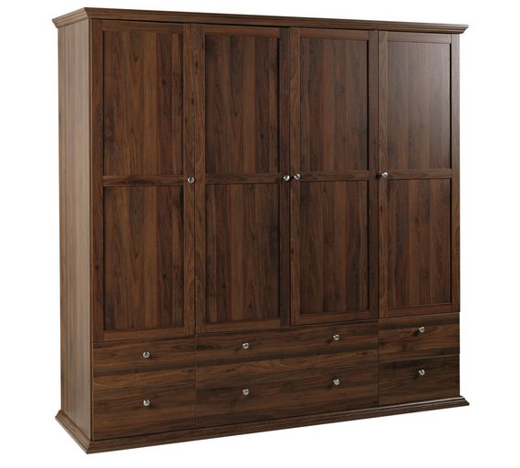Buy HOME Canterbury 4 Door 6 Drawer Wardrobe Walnut Effect at Argos