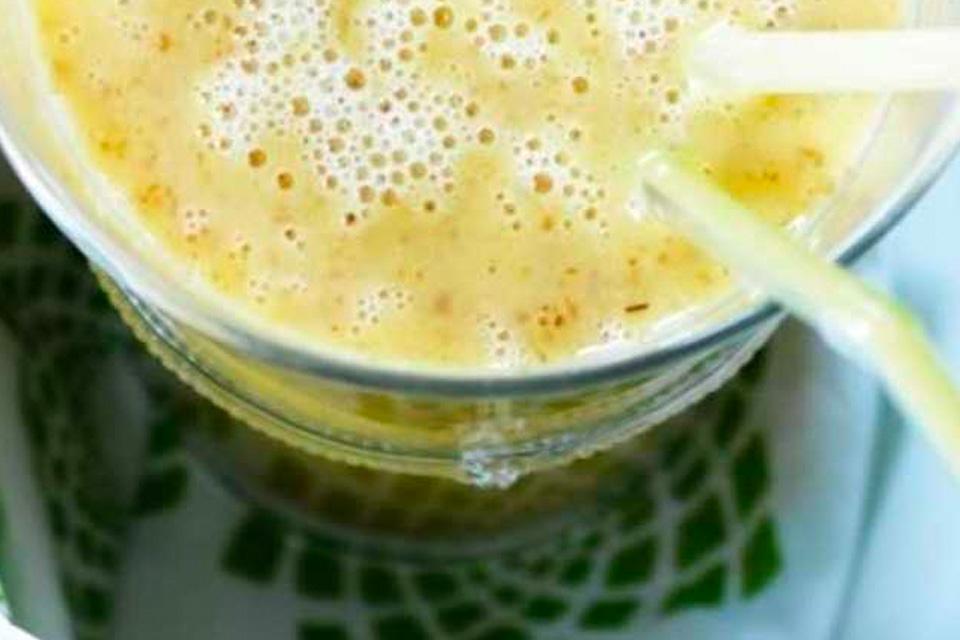 Freshly made smoothie in a glass.