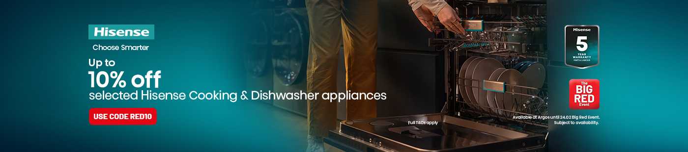 Hisense. Choose smarter. Up to 10% off selected Hisense cooking and dishwasher appliances. Use code RED10.