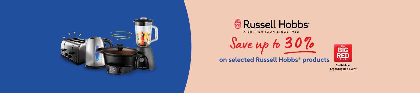 The Big Red Event. Russell Hobbs. Save up to 30% on selected Russell Hobbs products.
