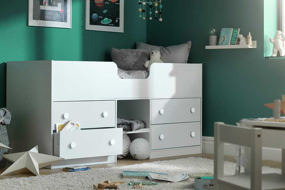 Habitat Jackson Shorty 4 Drawer Midsleeper Bed Frame - White.