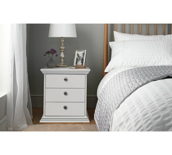 Buy HOME Canterbury 3 Drawer Bedside Chest - White at ...