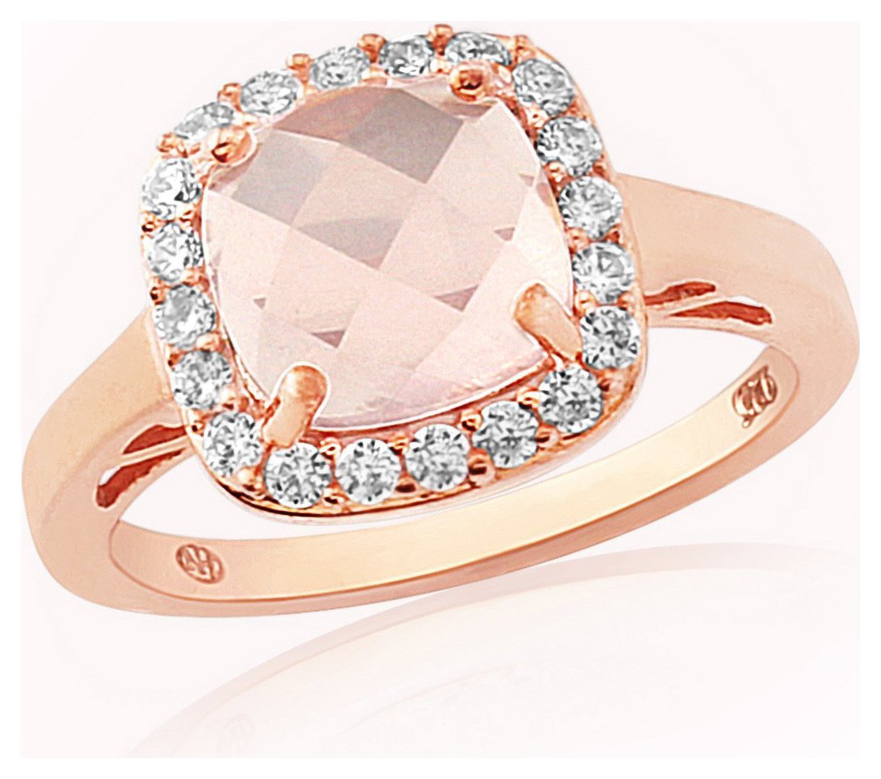 9 Carat Rose Gold Plated Sterling Silver - Rose Quartz Ring - N Review