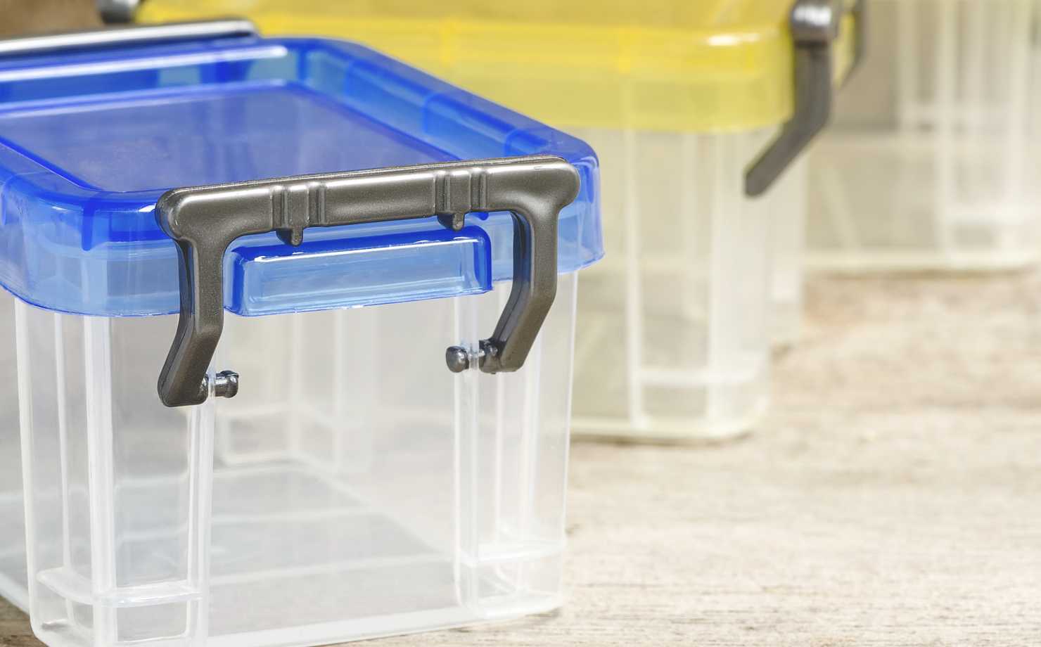Transparent garage storage boxes