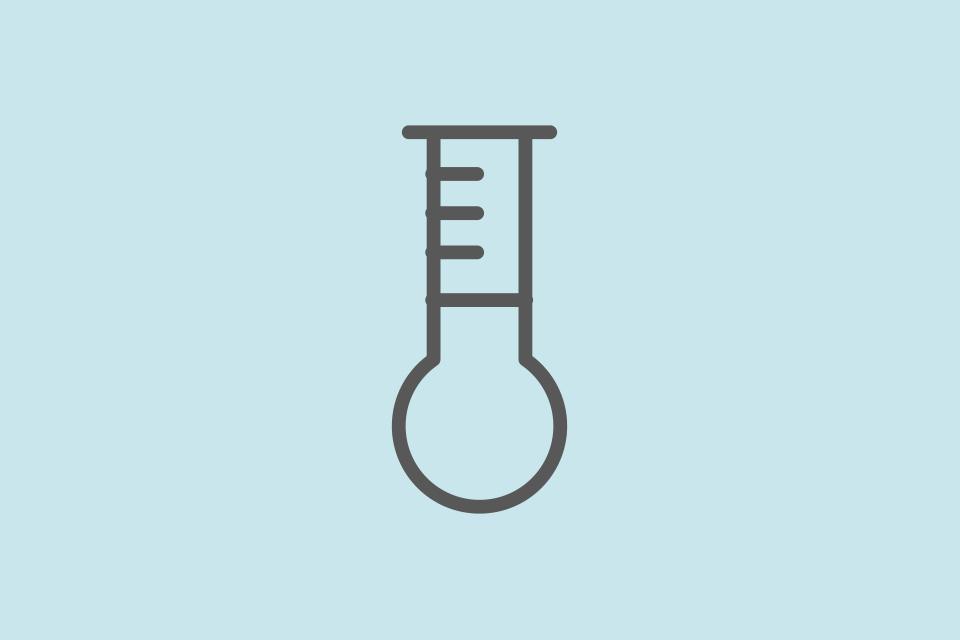 A hair dryer icon of a thermometer.
