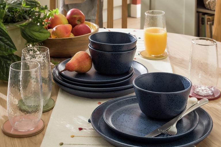 Glazed navy dinner set.