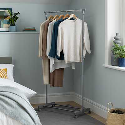 Argos Home Single Clothes Rail - Grey and Chrome.