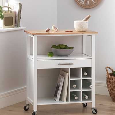 Argos Home Wooden Kitchen Trolley with Wine Rack - White.
