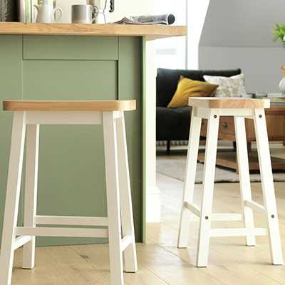 Habitat Pair of Saddle Bar Stools - Two Tone.