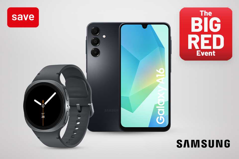 The Big Red Event. Save on selected Galaxy devices using code RED20 at checkout.