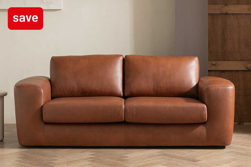 Save up to £500 on selected leather sofas. Includes sofas, armchairs and footstools.
