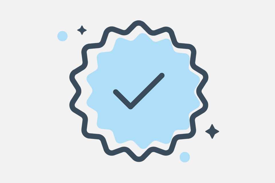 Line drawing of a checkmark symbol within a star shape.