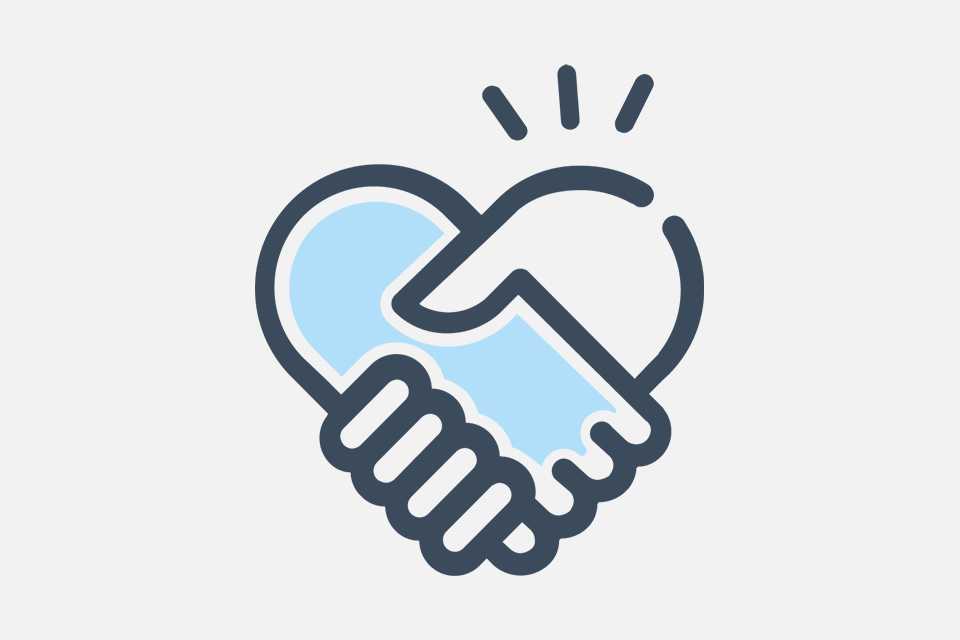 Line drawing of a handshake gesture.