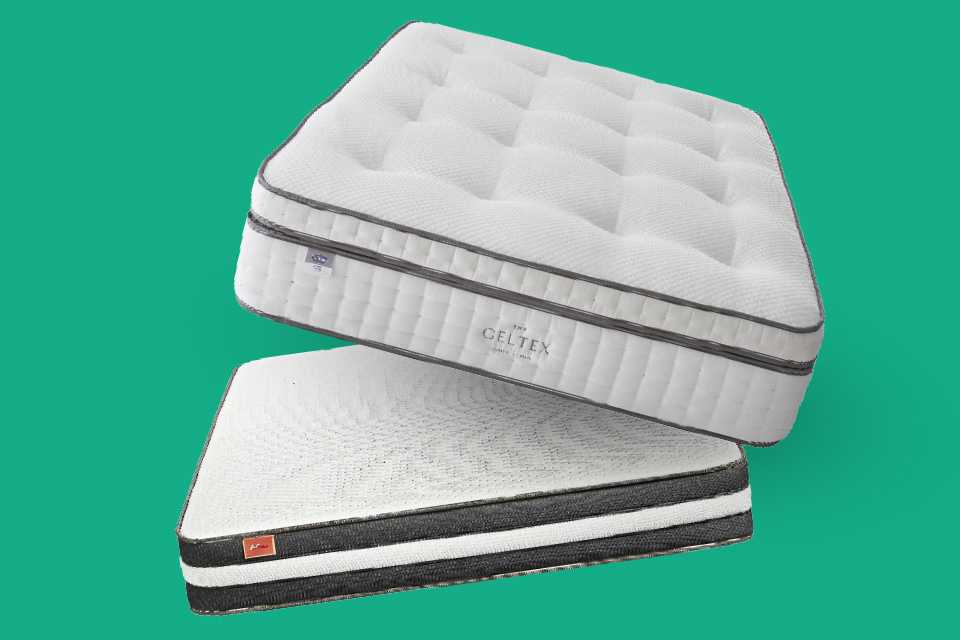 Two Silentnight mattresses against a green background.