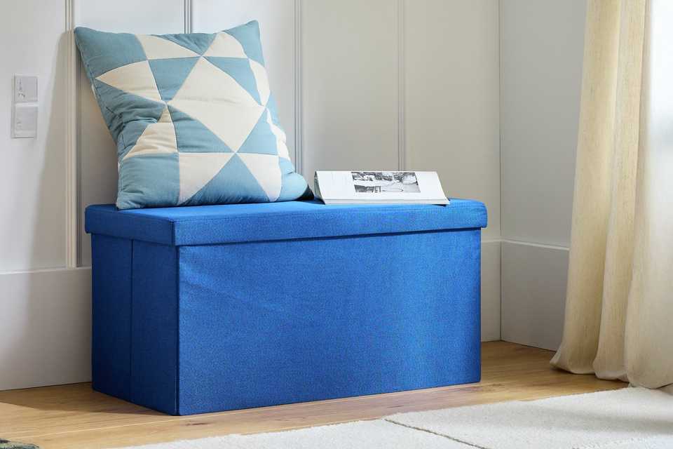 Argos Home Medium Fabric Ottoman - Blue.