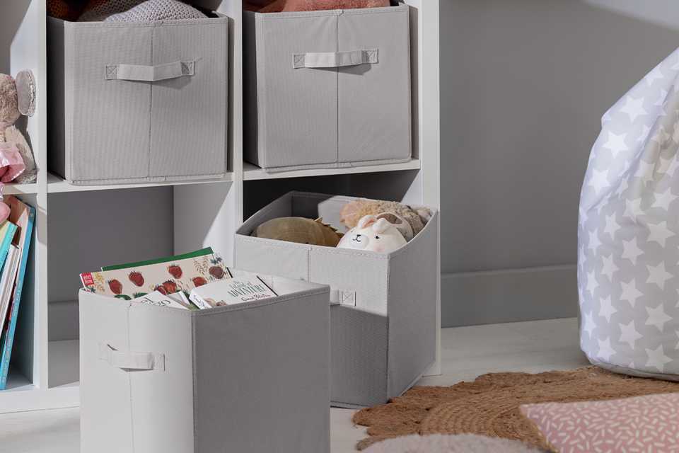 Home Set of 4 Kids Boxes - Grey.