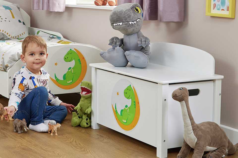 Liberty House Toys Kids Dinosaur Big Toy Box - White.
