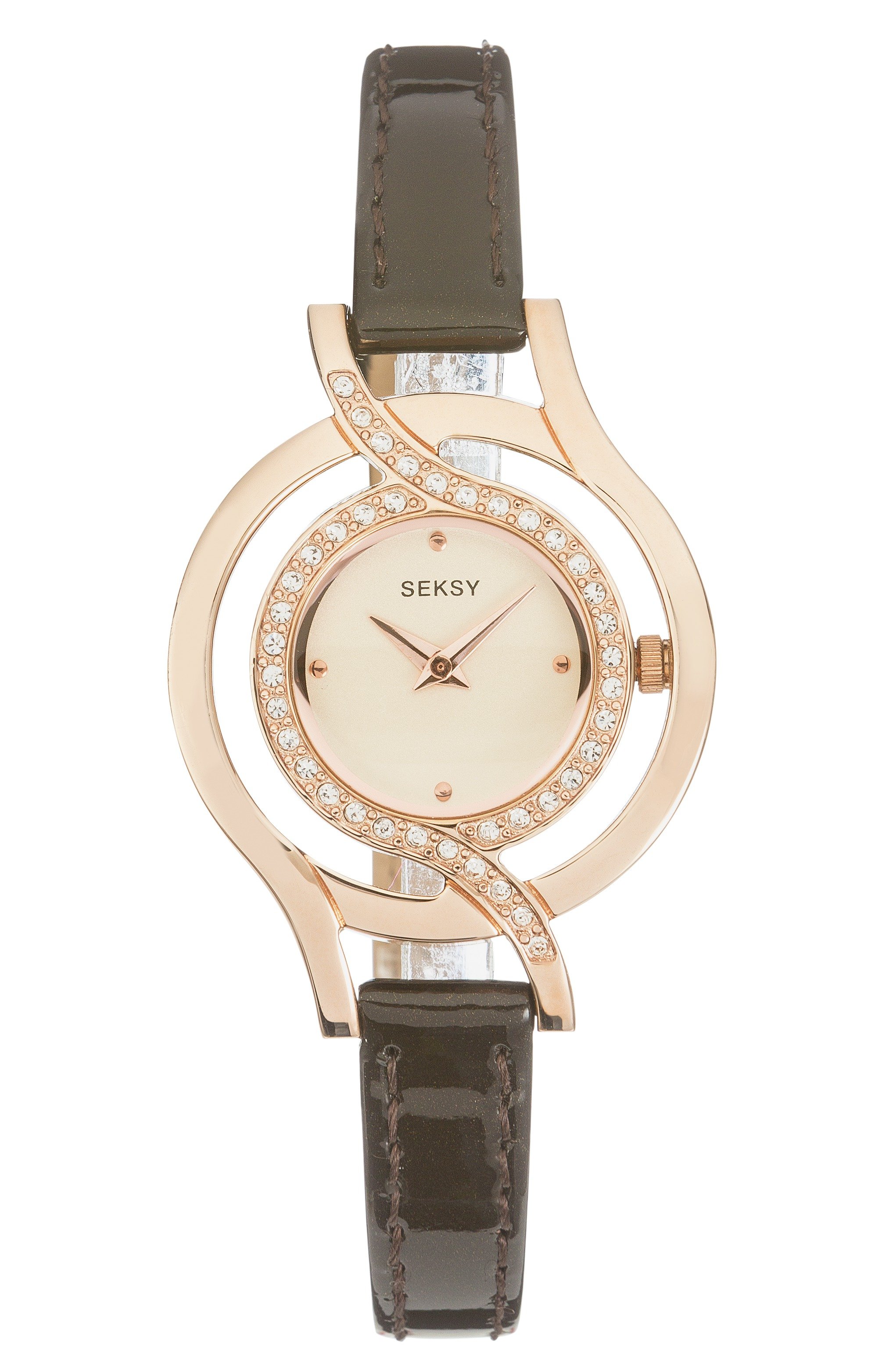 Seksy Ladies' Brown Strap Stone Set Rose Dial Watch review